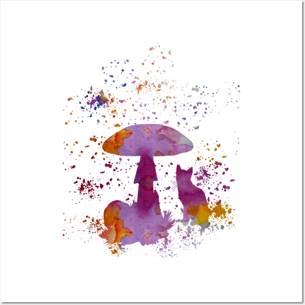 Cat and Mushroom Wall Art by BittenByErmines